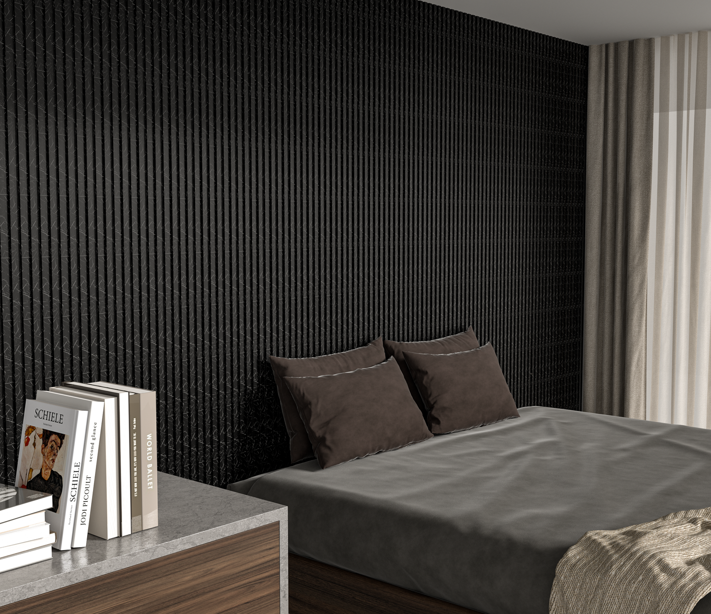 Wall Poly Black Wood